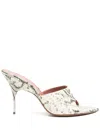 Amina Muaddi Bianca Snake-effect Leather Sandals In 中性色