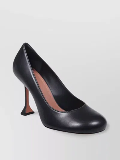 Amina Muaddi 95 Leather Heel Pump With Unique Design In Black