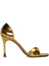 Amina Muaddi 95mm Agnese Metallic Open-toe Sandals In Gold