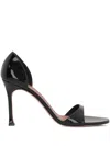 Amina Muaddi Sandali Agnese In Pelle Nera Donna In Black