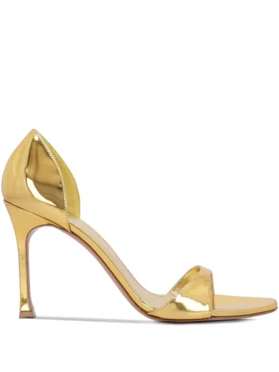 Amina Muaddi 95mm Agnese Sandals In Gold