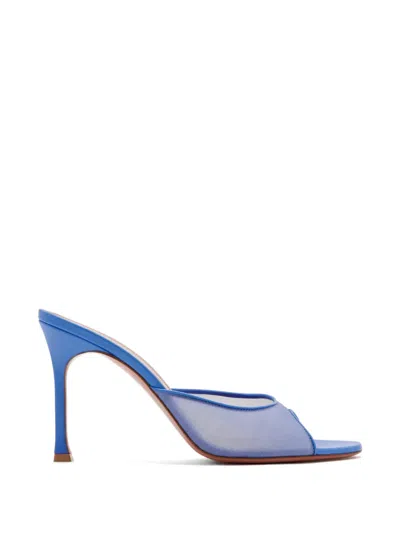 Amina Muaddi 95mm Alexa Heeled Mules In Blue