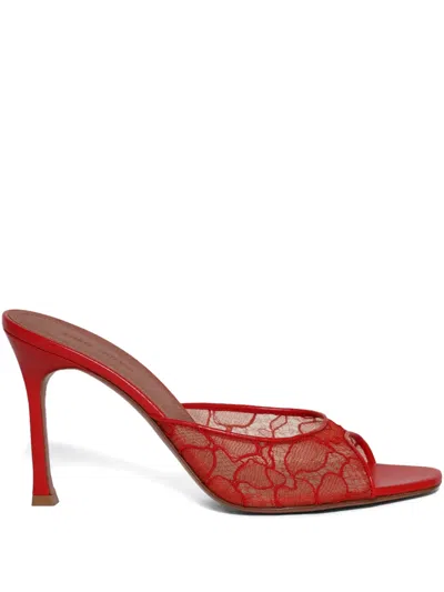 AMINA MUADDI 95MM ALEXA LACE SLIPPER SANDALS