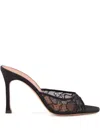 Amina Muaddi Alexa Lace Stiletto Mule Sandals In Black