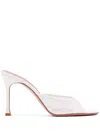 Amina Muaddi White Alexa Mesh Slipper 95 Heeled Sandals In White