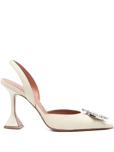 Amina Muaddi 95mm Begum Crystal-embellished Slingback Pumps In Neutral