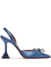 Amina Muaddi Begum Sling Denim Slingback In Blue