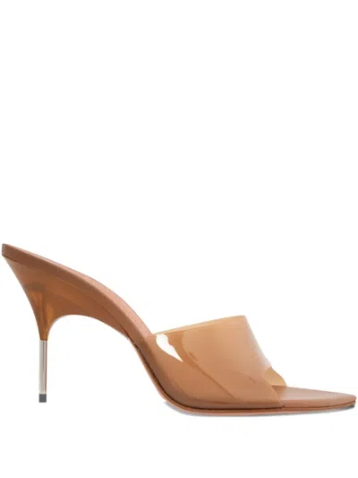 Amina Muaddi 95mm Bianca Glass Pointed-toe Sandals In Brown