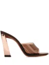 Amina Muaddi Open-toed Muller Shoes In Brown