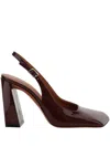 Amina Muaddi Woman Pumps Burgundy Size 8 Leather In 红色