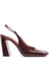 Amina Muaddi Grape Leather Charlotte Pumps In Purple