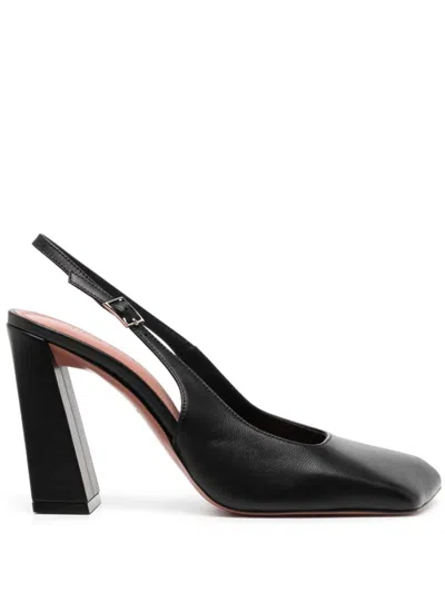 Amina Muaddi Charlotte Patent Leather Slingback Pumps In Black