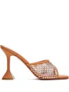 Amina Muaddi Women's Lupita Crystal Net 95 Sandals In Brown