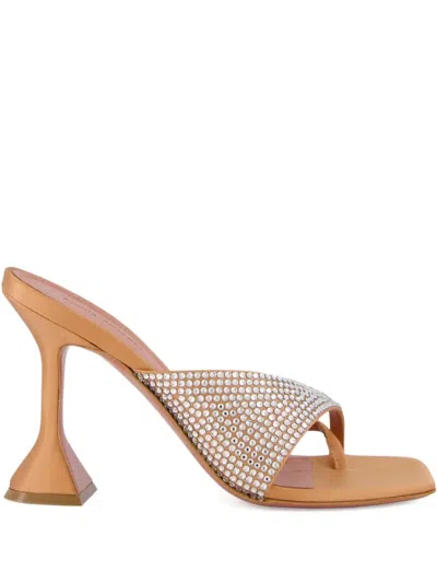 AMINA MUADDI 95MM CRYSTAL-EMBELLISHED SATIN PUMPS