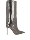 Amina Muaddi Pointed Short Boots In Silver