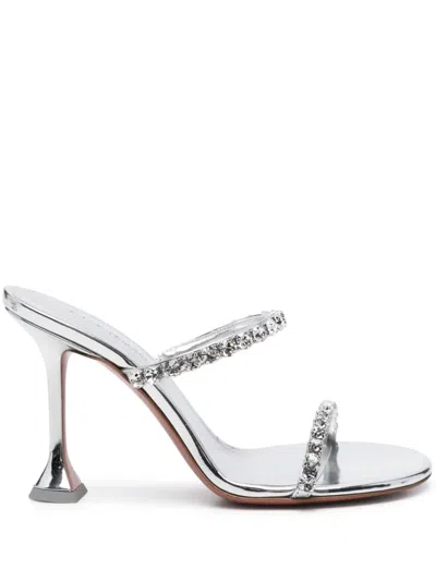 Amina Muaddi 95mm Gigi Mules In Silver