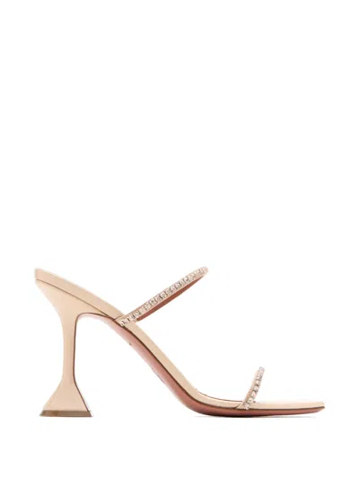Amina Muaddi 95mm Gilda Heeled Sandals In Neutral