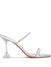 Amina Muaddi Womens Other Gilda Crystal-embellished Leather Heeled Mules In Silver