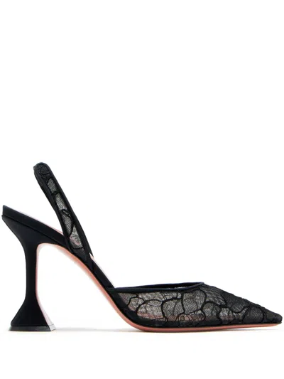 Amina Muaddi Holli 95 Lace Slingback Pumps In Lace Black