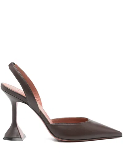 Amina Muaddi 95mm Holli Pointed Slingback Pumps In Brown