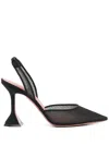 Amina Muaddi Holli Sling Patent Metallic Pumps In Black
