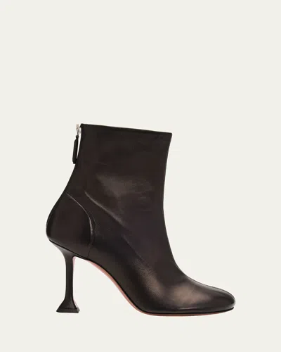 Amina Muaddi 95mm Iris Leather Booties In Black