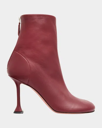 Amina Muaddi 95mm Iris Leather Booties In Brown