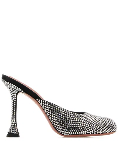 Amina Muaddi Round-headed High-heeled Sandals In Black