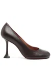 Amina Muaddi 95mm Iris Leather Pumps In Brown