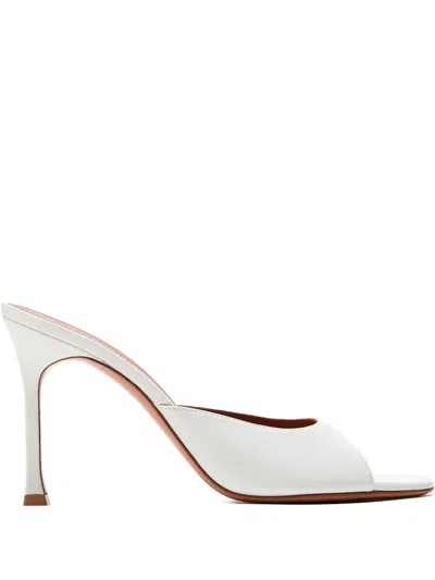 Amina Muaddi White Alexa Mesh Slipper 95 Heeled Sandals In Mesh White