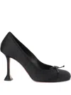 Amina Muaddi Women Black Bow Heels, 3.5 Luxury Pumps & Heels For Women Darveys In Black
