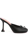 Amina Muaddi Lila Grosgrain-trimmed Satin Mules In 黑色