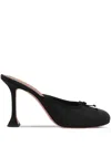 Amina Muaddi Lila Grosgrain-trimmed Satin Mules In Black