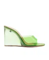 Amina Muaddi Lupita Glass-wedge Slide Sandals In Green