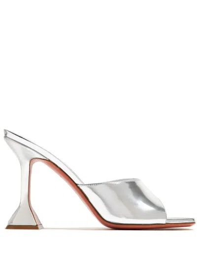 Amina Muaddi Ssense Exclusive Silver Lupita Slipper 95 Heeled Sandals