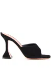 Amina Muaddi Lupita Suede Pedestal Mule Sandals In Black