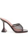 Amina Muaddi Square Toe High Heel Sandals In Brown