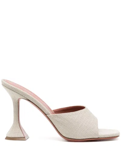 Amina Muaddi Brigitte 95 Leather Mules In Silver