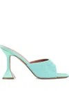 Amina Muaddi Satin Open-toe Sandals With Crystal Embellishments In Green