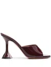 Amina Muaddi Brown Lupita Slipper Heeled Sandals In Red