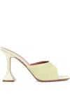 Amina Muaddi Yellow Satin Sandals With Hourglass Heel In Yellow