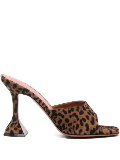 Amina Muaddi 95mm Lupita Sandals In Animal Print
