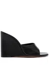 Amina Muaddi Black Lupita Crystal Wedge Heeled Sandals In Black