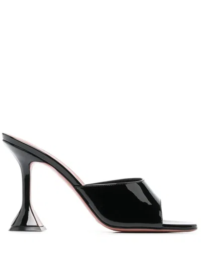 Amina Muaddi Lupita Slip-on Sandal Heels In Black Leather