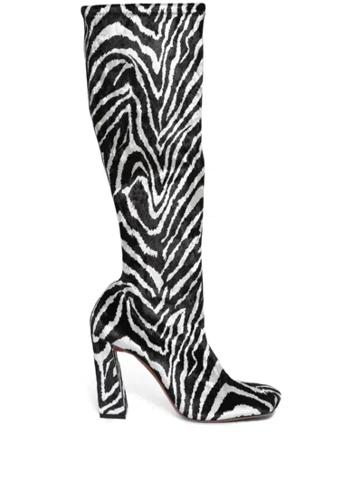 Amina Muaddi 95mm Marine Boots In White