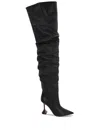 Amina Muaddi Olivia Thigh High Nappa 95 Boot In Black