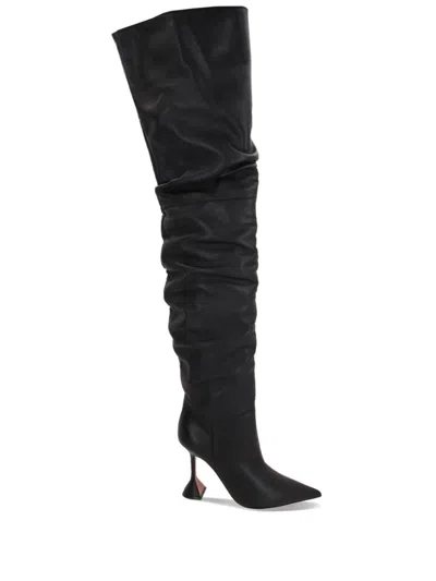 Amina Muaddi Olivia Thigh High Nappa 95 Boot In Black