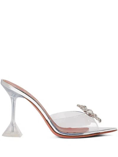 Amina Muaddi Rosie Crystal-embellished Pvc Mules In Silver