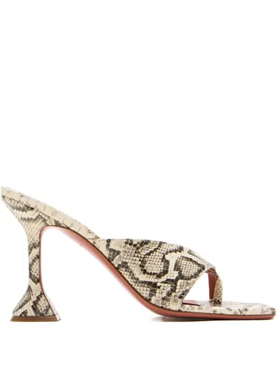 Amina Muaddi 95mm Shiona Snakeskin-effect Sandals In Multi