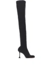 Amina Muaddi 95mm Stretch Thigh-high Boots In Black